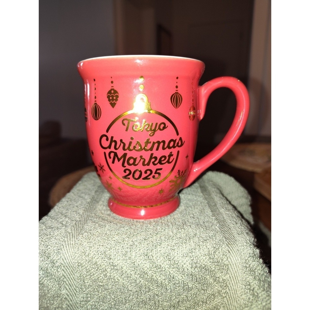 Tokyo Christmas Market‎ 2025 Red Gold Footed Ceramic Souvenir Mug 0.2L Holiday